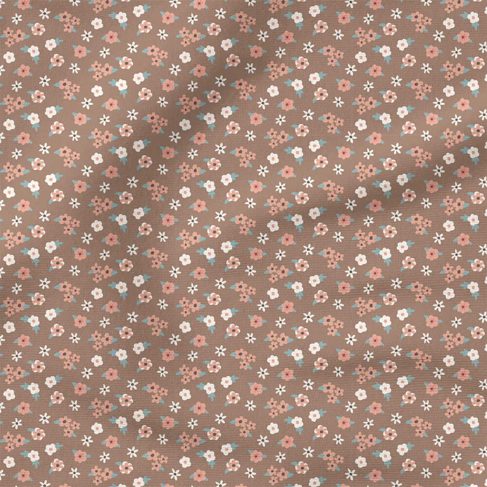 Mini Floral (Brown) | Spring Fabric Design | Hey Cute Design